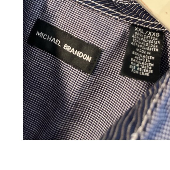 MICHAEL BRANDON Men's Casual Button Down Shirt Size XXL Blue Small Checkered - Picture 5 of 13